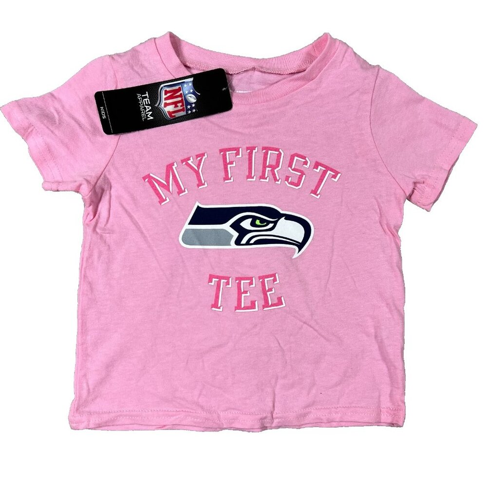 Outer Stuff Kids 12M Pink Seattle Seahawks Football Crew Neck My First Tee NWT